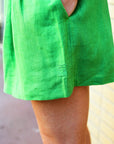 Olivia Linen Shorts - Jade - Pre-order with 8 weeks leadtime