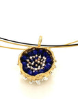 Dance of Stamens Necklace Midi, Gold Plated Pendant with Lapis Lazuli