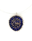 Dance of Stamens Necklace Midi, Silver Hollow Bezel with Lapis Lazuli