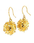 Dance of Stamens Earring Midi, Gold plated hollow bezel with fresh water baby pearls