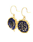 Dance of Stamens Medium Earring, Gold Plated Earring with Lapis Lazuli