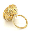 Dance of Stamens Medium Ring, Gold Plate Hollow Bezel with Black Spinel