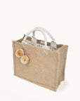 Jute Canvas Gift Bag With Pompom (S)