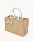 Jute Canvas Gift Bag With Pompom (M)