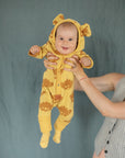 Eared Jumpsuit for Babies and Kids - Yellow with Clouds