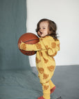 Eared Jumpsuit for Babies and Kids - Yellow with Clouds