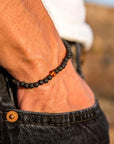 Amber and Lava Stone Bracelet for Men
