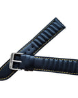 Black Ribbed Leather Race Watch Strap