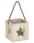 Handcrafted wooden star tealight holder with white-washed finish, rustic home decor for cozy ambiance. by RoomLondon at brixbailey.com
