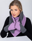 Versatile Handmade Wool Triangle Shawl in Lilac and Medium Grey