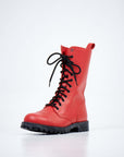 Red High Lace Up Aviator Boots
