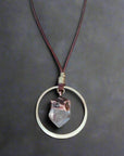Quartz Necklace inBrass & Leather - Boho | Handmade by Blackbird & Sage