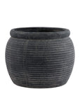 Grey Ribbed Ceramic Planter Small Size