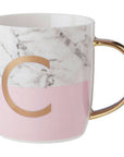 Marble Effect and Pink Monogram Mug C | Frosted Deco