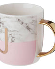 Marble Effect and Pink Monogram Mug J | Frosted Deco