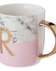 Marble Effect and Pink Monogram Mug R | Frosted Deco
