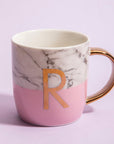 Marble Effect and Pink Monogram Mug R | Frosted Deco