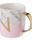 Marble Effect and Pink Monogram Mug N | Frosted Deco