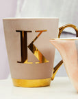 Pastel Pink Frosted Deco K Letter Monogram Mug | Mimo