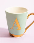 Green Frosted Deco A Letter Monogram Mug | Mimo