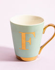 Green Frosted Deco F Letter Monogram Mug | Mimo