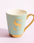Green Frosted Deco S Letter Monogram Mug | Mimo