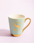 Green Frosted Deco S Letter Monogram Mug | Mimo