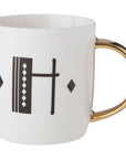 White Monogram Mug H | Diamond Deco