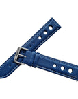Blue Leather Rally Hole Watch Strap