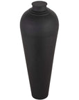Large Hammered Matte Black Vase with Lid