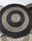 Round Seagrass Black & Tan - Circles - 1m
