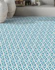 Luxury Moroccan cement tiles, handcrafted Souk turquoise pattern, premium bathroom and kitchen tiles, vibrant exotic design by Maria Starling Design at brixbailey.com