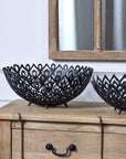 Stylish Black Cast Iron Serving Bowl | Elegant Lattice Design