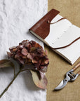 Realistic autumn hydrangea stems in rich brown and amber, 50cm tall with lifelike hand-painted petals for fall decor by Sostter at brixbailey.com
