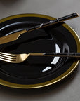 16 Piece Black Faux Marble Cutlery Set | Avie