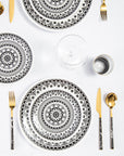 16 Piece Black Faux Marble Cutlery Set | Avie