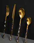 16 Piece Black Faux Marble Cutlery Set | Avie