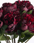 Burgundy faux peony stem with realistic petals and bud, perfect for everlasting floral arrangements. by sostter at brixbailey.com