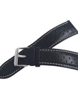 Black Leather Rally Watch Strap
