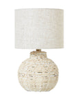 Stylish White Wicker Table Lamp with Linen Shade