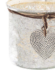Mercury glass heart candle holder with hammered dots and twine bow, vintage rustic decor for mantels by RoomLondon at brixbailey.com