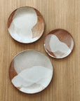 Handmade ceramic plates – caramel clay with white glaze