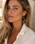 Medusa Small Gemstone Drop Earrings Malachite