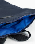 Waterproof Navy Blue Backpack with Leather Base