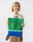Green+Blue Waterproof Adventure Backpack, Handcrafted