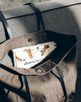 Stylish Brown Denim Tote Bag with Leather Handles – Handmade by Muni at www.brixbailey.com
