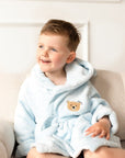 COZY Bear Hooded Dressing Gown Bear Ears - Blue