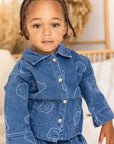 Baby Embroidered Bear Denim Two-Piece Set