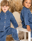 Baby Embroidered Bear Denim Two-Piece Set