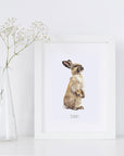 Watercolour Bunny Personalised Art Print
